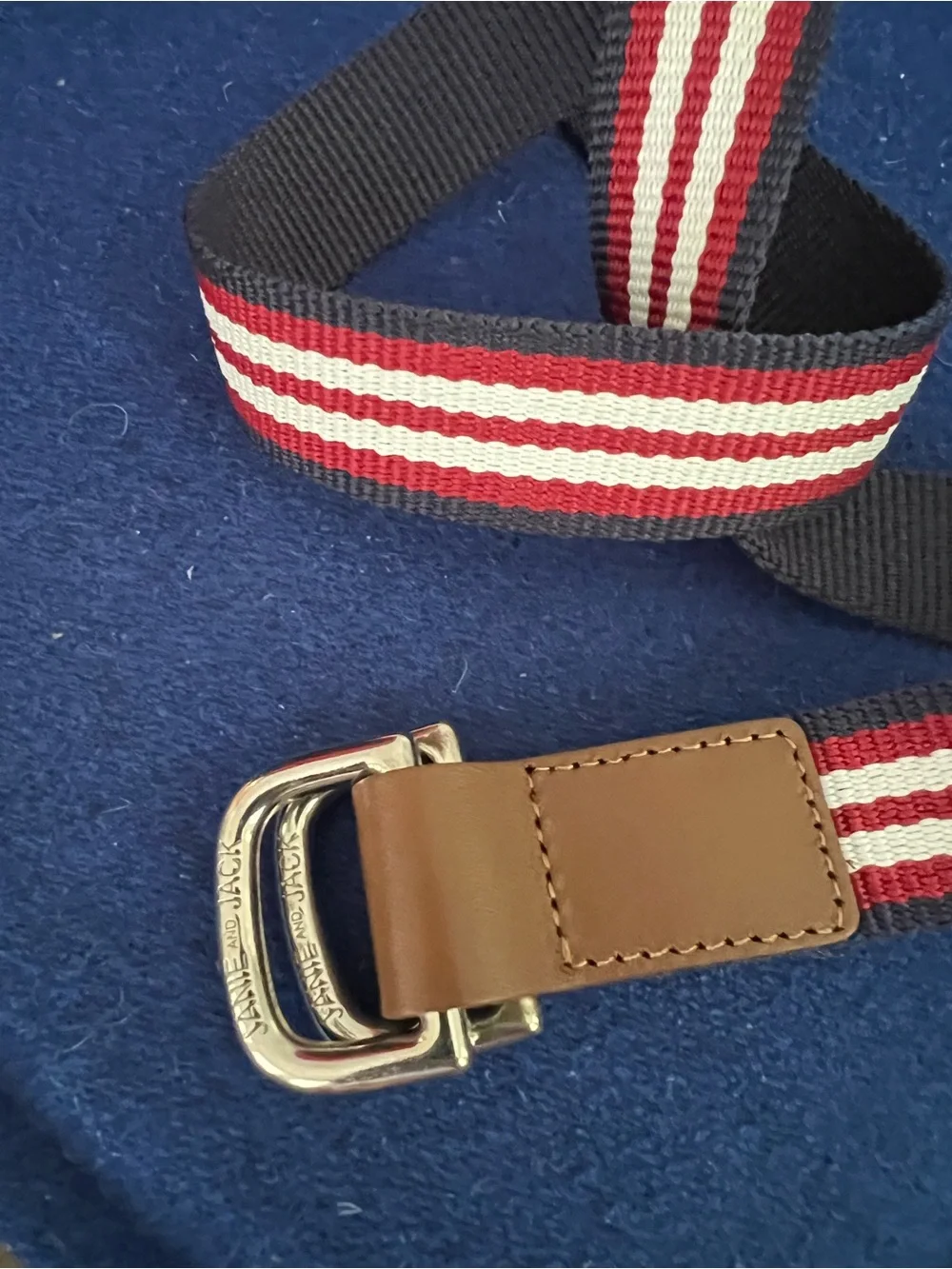 Janie and Jack Toddler Baby Boys Prep Navy Red White Striped Belt Size 2T to 3T